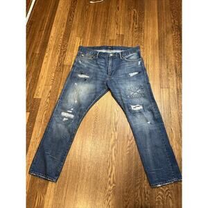 EUC Polo Ralph Lauren Mens Jeans 38 30 Sullivan Slim Fit Patchwork Distressed